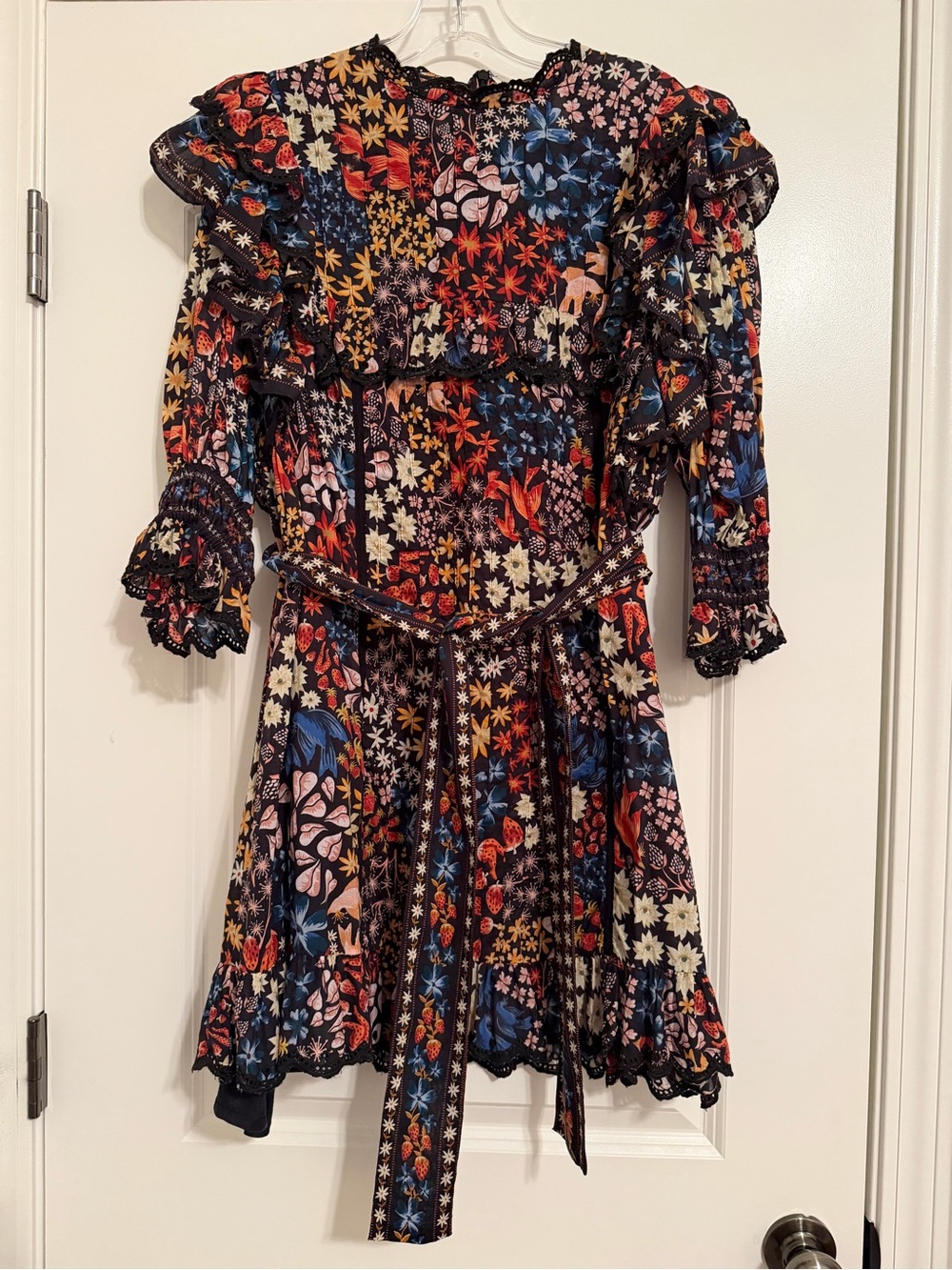 Farm Rio Floral Long-Sleeve Ruffled Dress - Multicolor - Picture 2 of 4